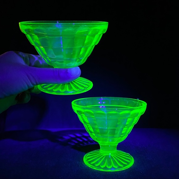 Uranium Glass Pair of Sherbet Glasses